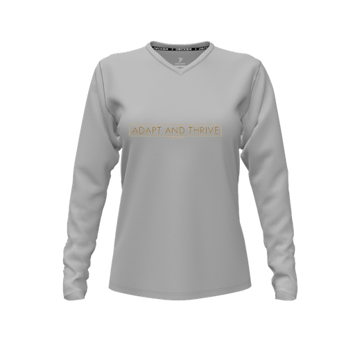 [FTLVCFGY-FYXS-LOGO2] Decker Comfort T-Shirt (Female Youth XS, Gray, V Neck, Logo 2, Long Sleeve)