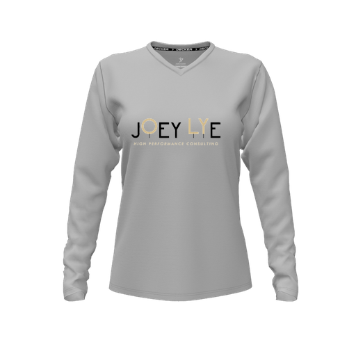 [CUS-DFW-TEES-PER-VNK-LSL-GRY-FYXS-LOGO1] Decker Performance T-Shirt (Female Youth XS, Gray, V Neck, Logo 1, Long Sleeve)